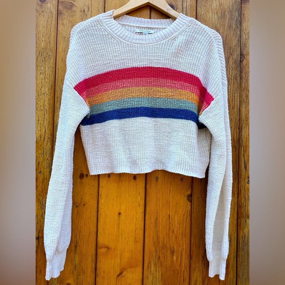 American Eagle Rainbow Crop Sweater